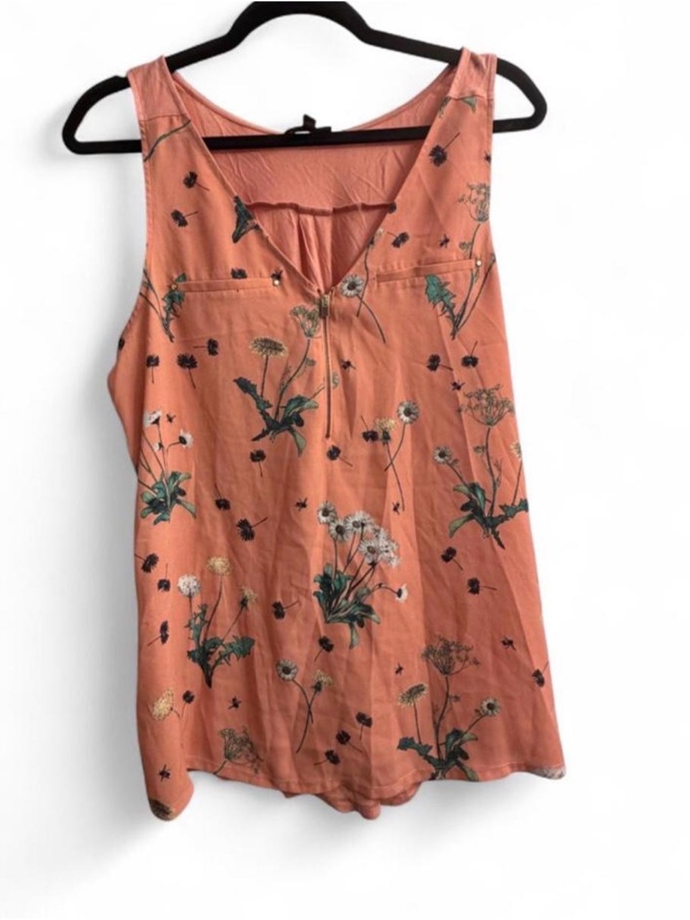 Express Coral Floral Sleeveless Blouse